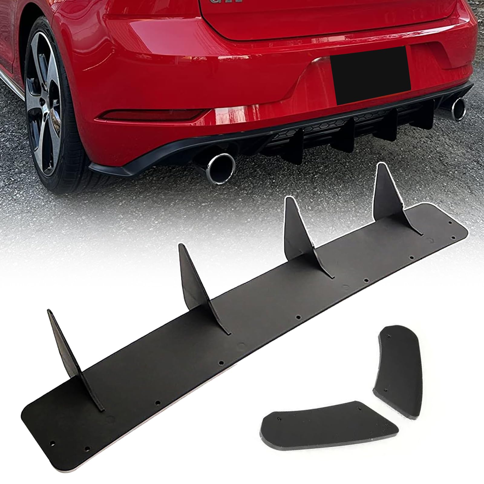 Difusor de Parachoques Trasero ABS alerón de Aletas de tiburón para Golf 7 GTI, Accesorios de Marco de Hoja Trasera Divisor Exterior de Coche Black