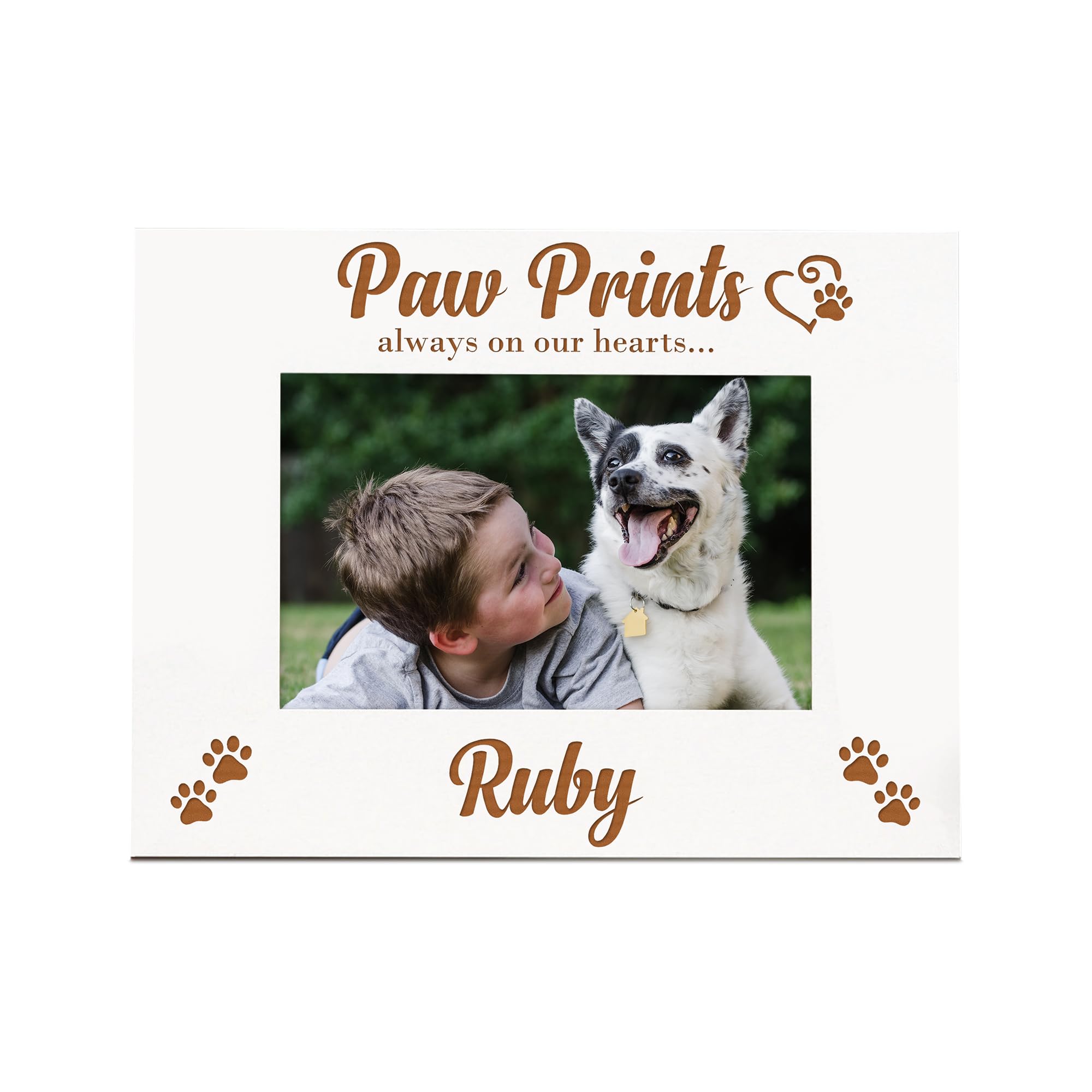 White Engraved Personalised Dog Remembrance Picture Photo Frame Gift