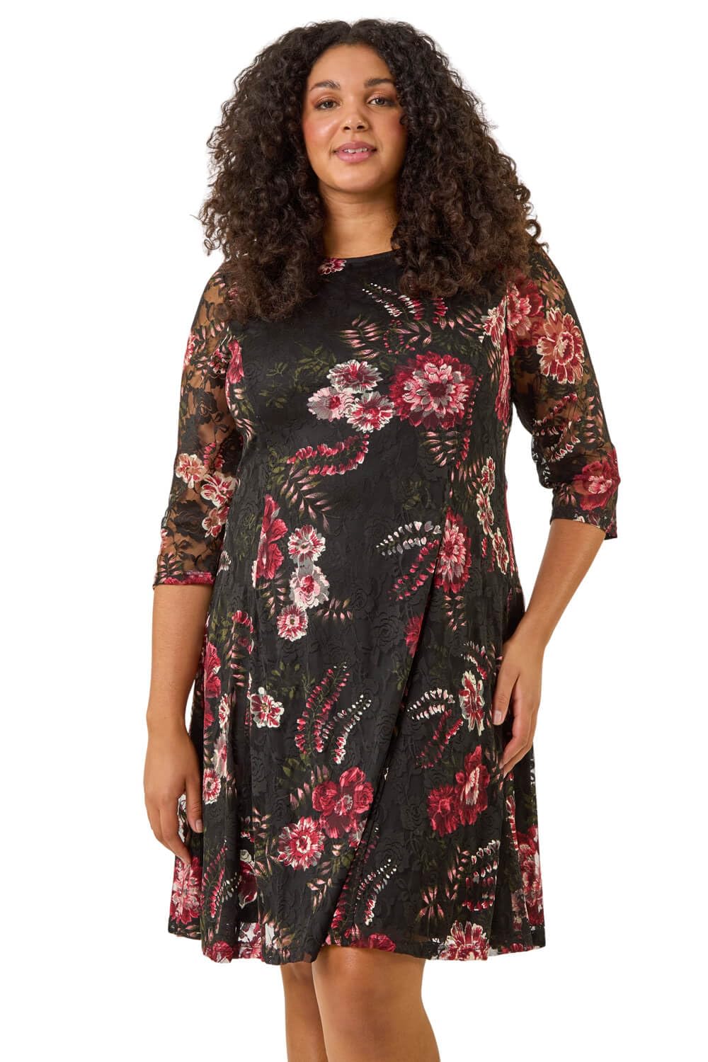Roman Women's Curve Floral Print Lace Dress | Size: 20