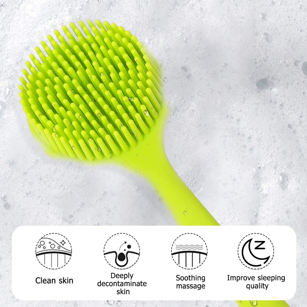 Cepillo de baño con Mango Largo Limpiador de Espalda Cepillo Corporal Exfoliante de Doble Cara (Verde)