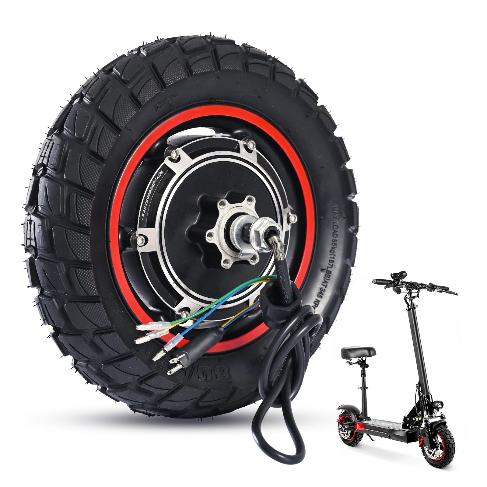 Motore per scooter elettrico Yungeln con pneumatici 80/65-6, motore 48V 800W compatibile con monopattini elettrici Kugoo M4 e M4 Pro