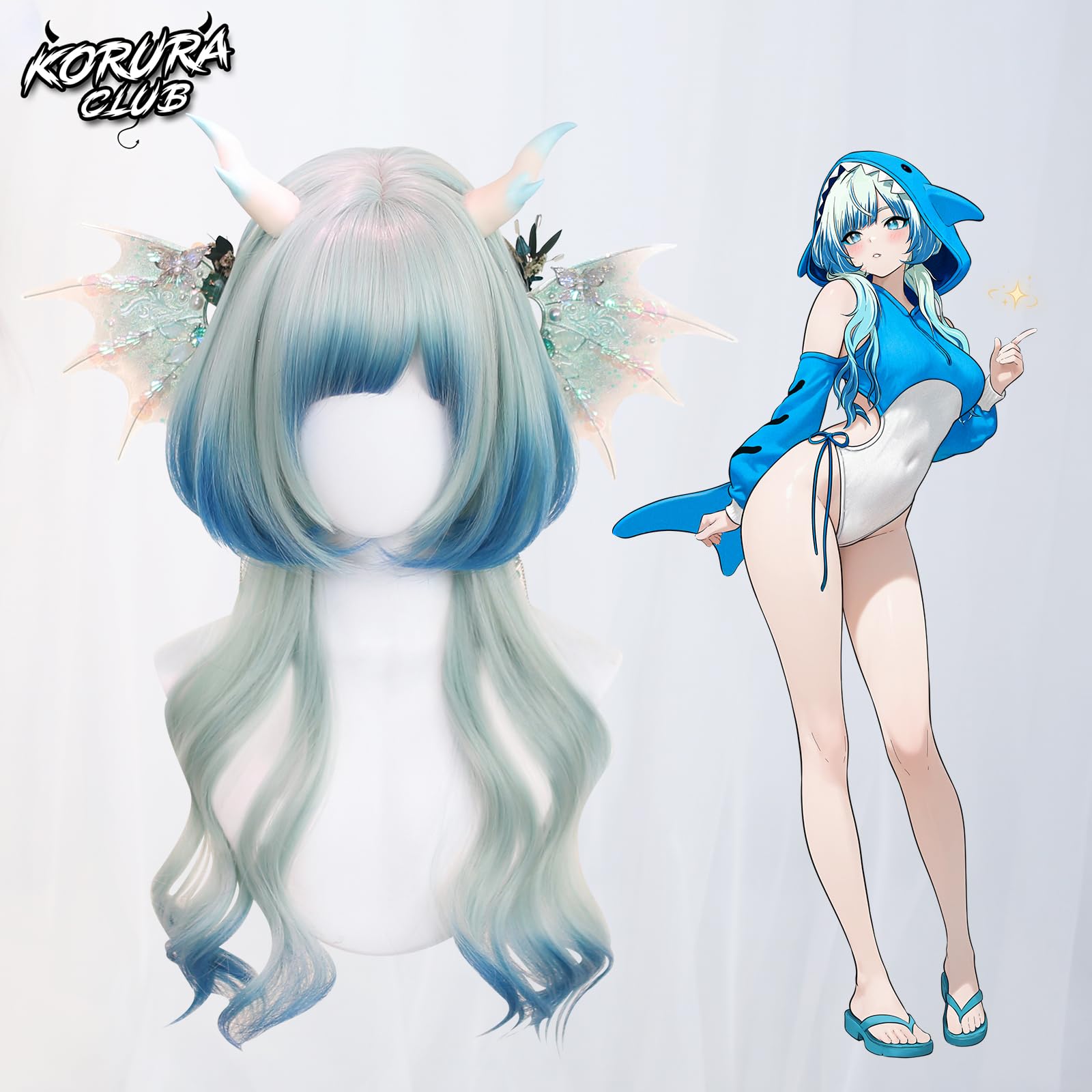 KORURACLUB gradient Wigs cosplay Wig pink and lolita wigs anime wig halloween Wigs for women (No accessories included) (): Icy Mirage