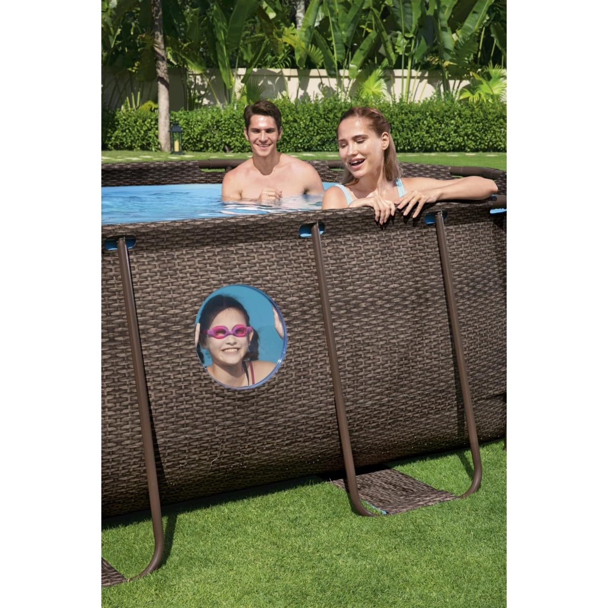 Piscina fuoriterra Ovale BESTWAY Power Steel Swim Vista Series con Oblò, Cm. 427x250x100, Capacita' 7.250 Litri