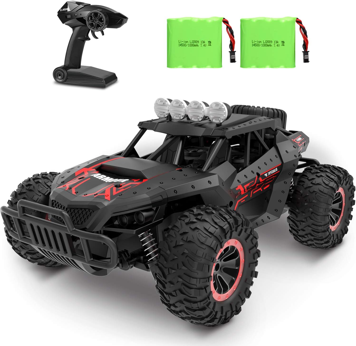 RC Car 1:16 Scale Remote Control Car Off-Road RC Trucks 2.4 GHz with 2 Rechargeable Batteries,Electric Toy Car for All Adults & Kids