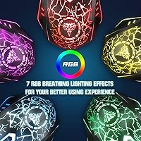 Vista 7 de BENGOO Ratón para juegos con cable, ergonómico para computadora portátil gamer, mouse óptico para computadora con retroiluminación RGB, 4 DPI