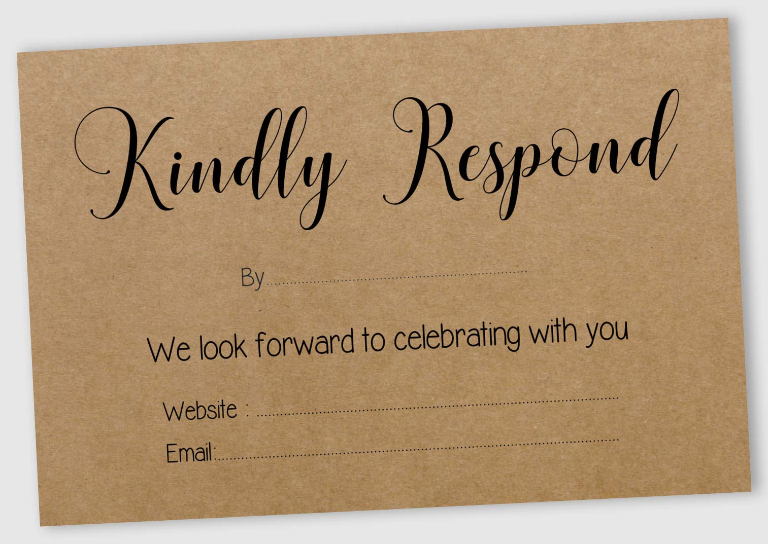 50 Cartes RSVP Vierges et Enveloppes Kraft pour Invitations de Mariage