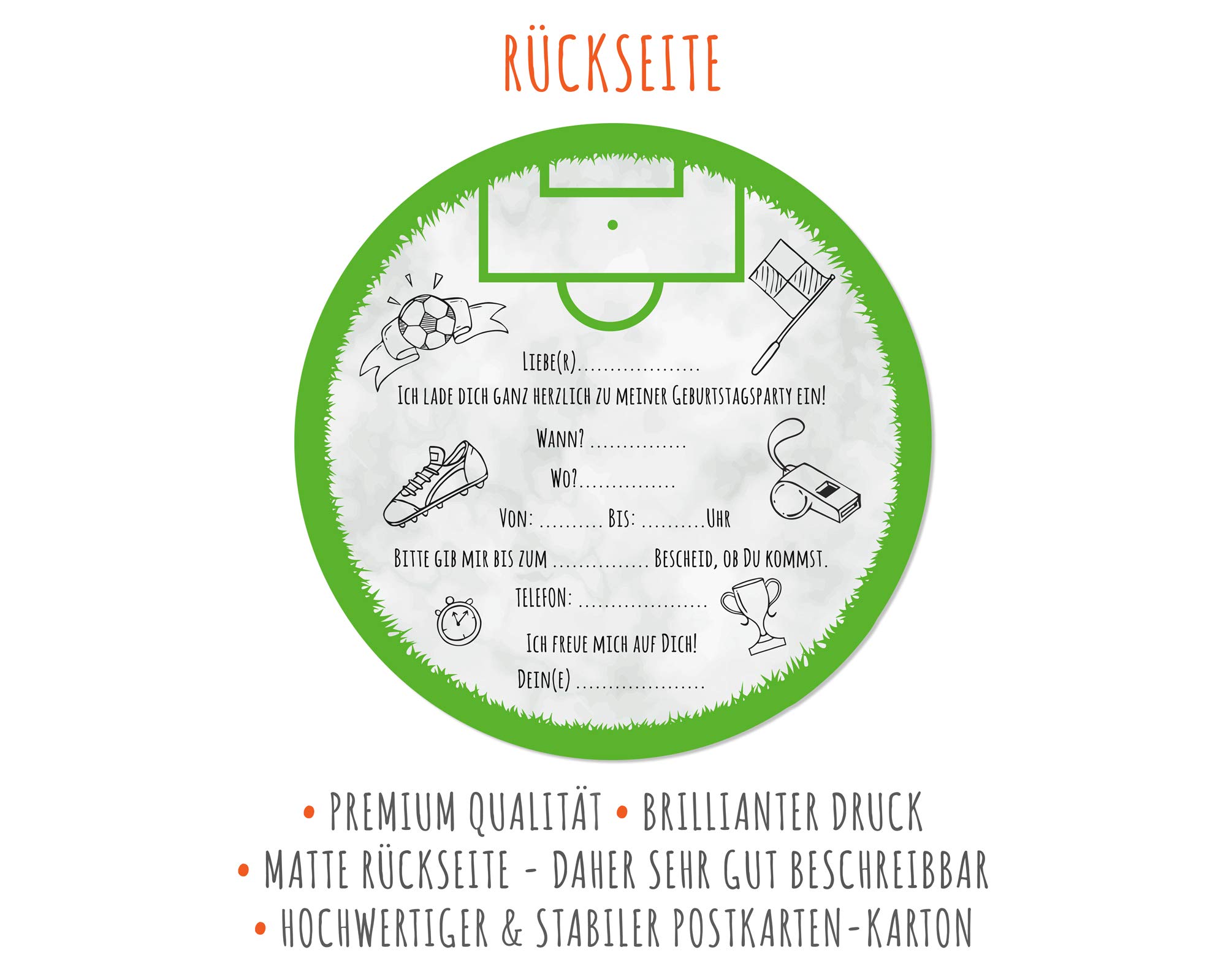 Friendly Fox Fußball Einladungen - 12 Karten Mit Umschlägen Für Kindergeburtstag