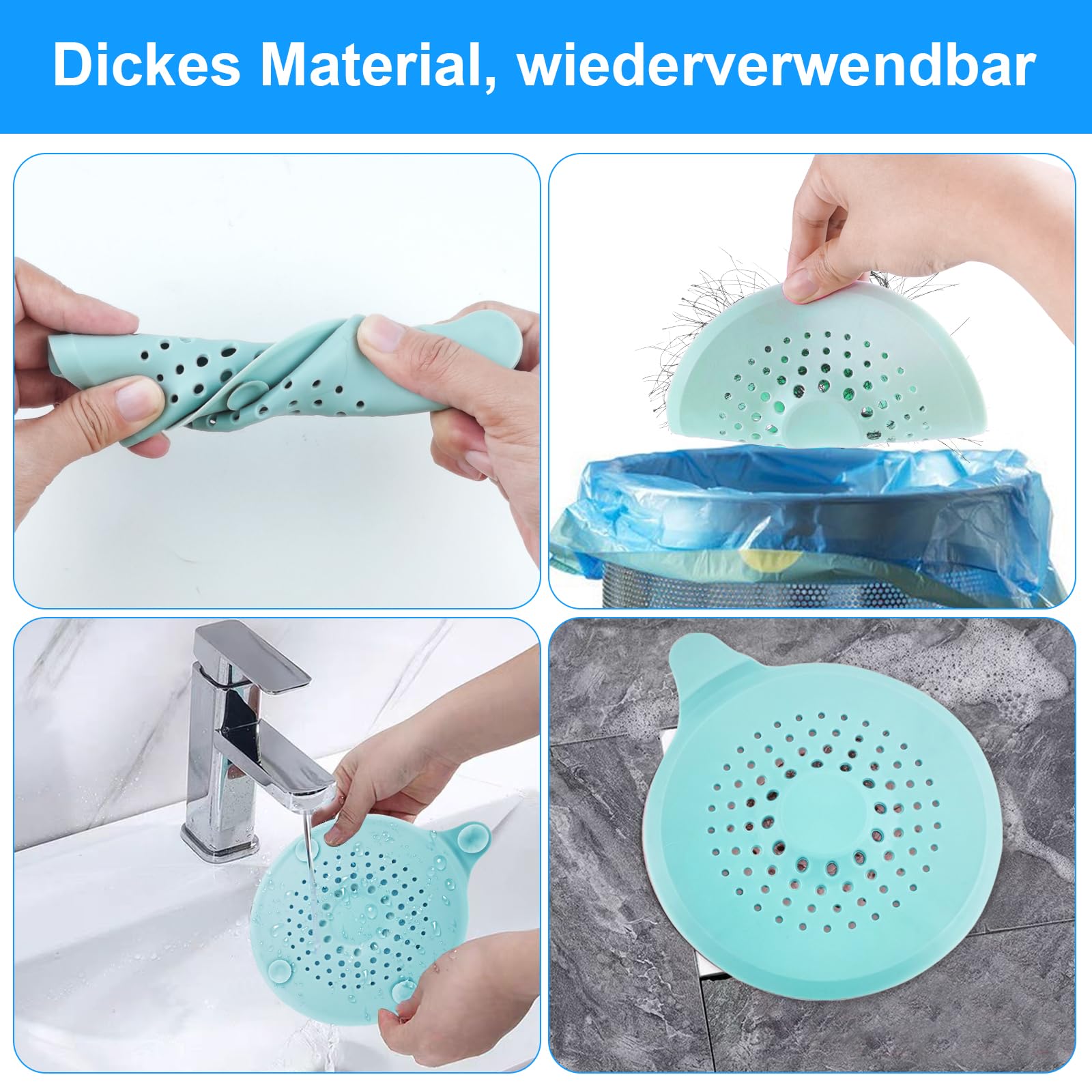 Protège-drain En Silicone 28cm - Filtre Anti-cheveux Pour Douche, évier, Baignoire - Réutilisable - 2