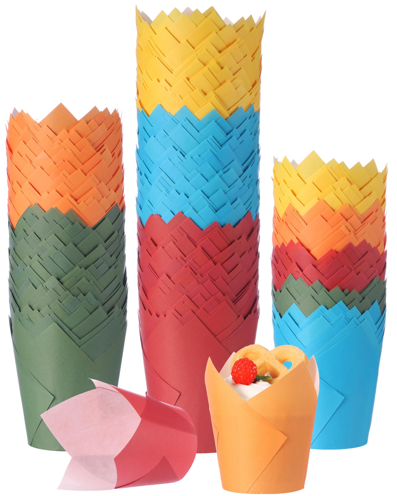 Havawish 500 forros coloridos para cupcakes de tulipán de Navidad, forros para hornear cupcakes de Navidad en tamaño estándar, a prueba de grasa, soportes para magdalenas para fiesta de cumpleaños