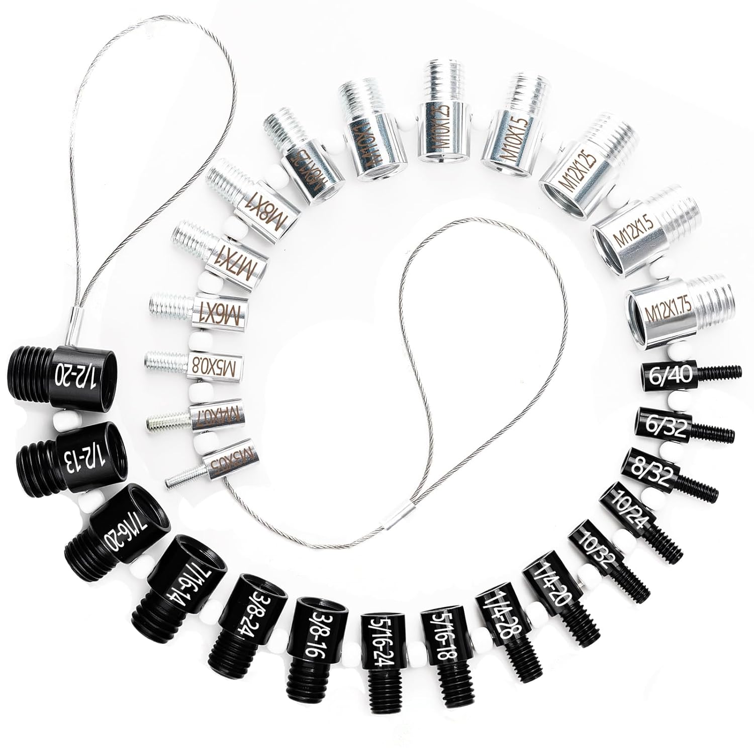 Nut and Bolt Thread Checker, Thread Checker Standard and Metric, Bolt Size and Thread Gauge, 45 Male/Female Identifier Gauges (24 Inch & 21 Metric)