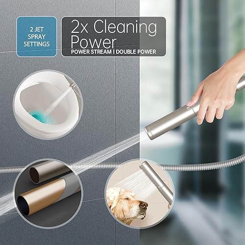 Miniatura 23 de Hoimpro Juego de sistema de ducha con mezclador de lluvia de 12 pulgadas y cabezal de ducha de mano montado en la pared, combo de grifo de ducha