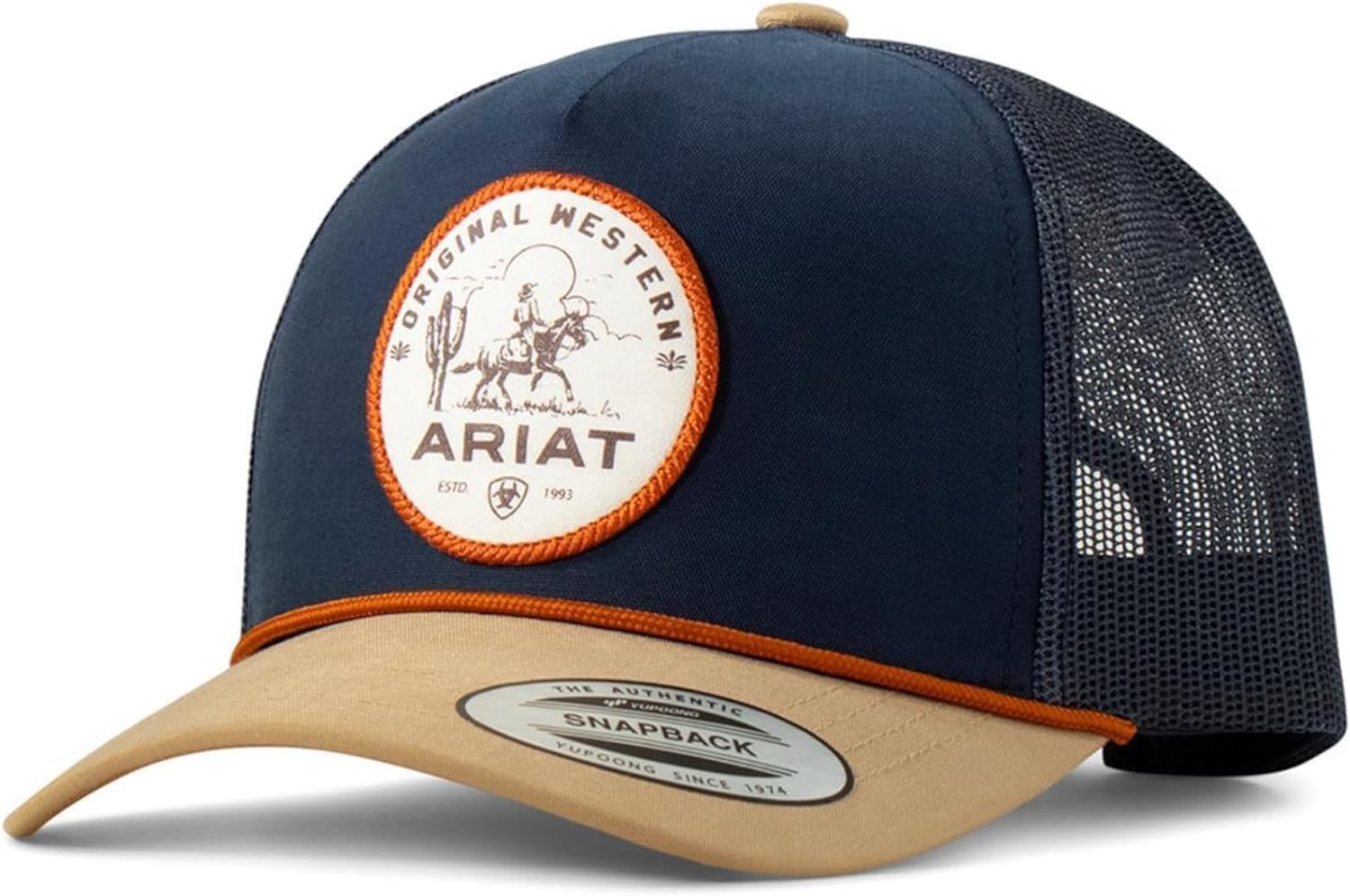 ARIAT Men's Navy Trucker Cap with Desert Scene Patch