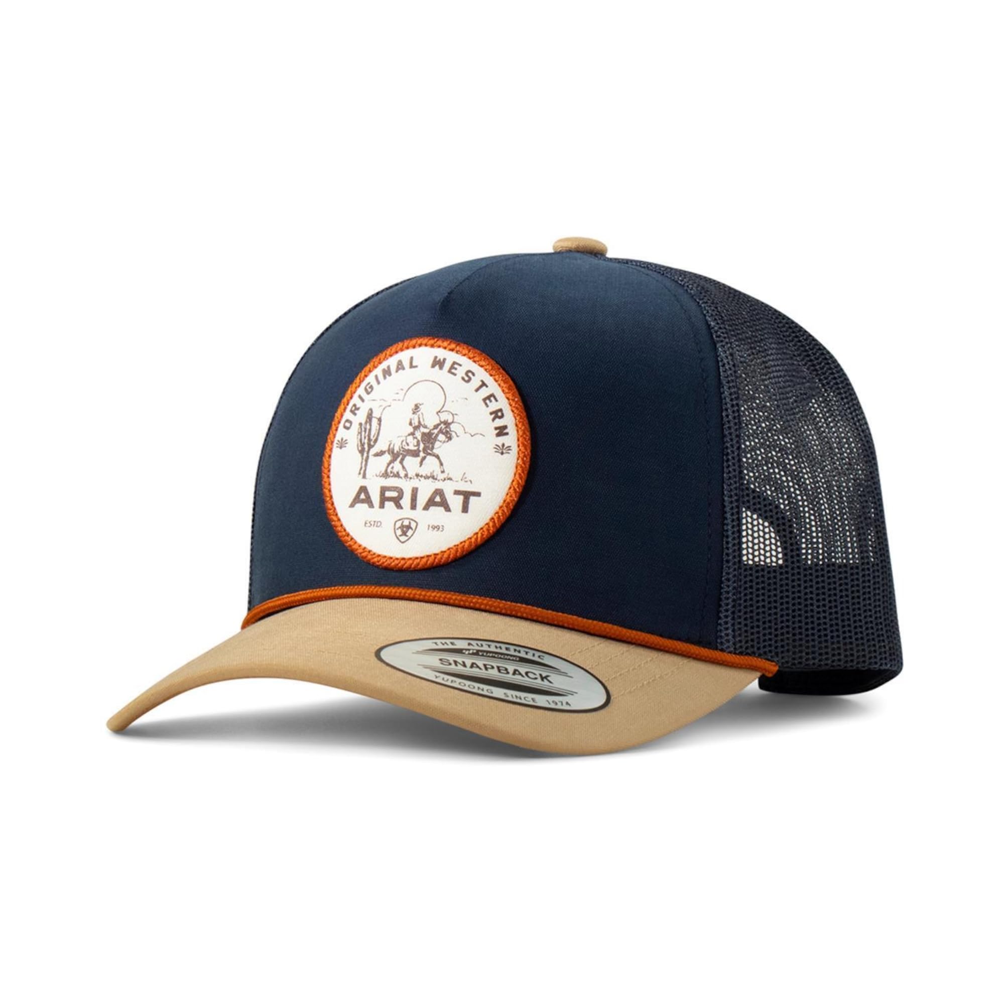 ARIAT Men's Navy Trucker Cap with Desert Scene Patch