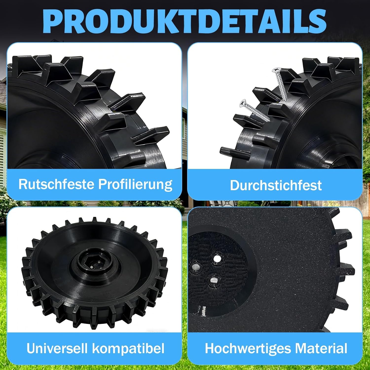 Antriebsrad Reifen Rad Ø183mm, 2 Stücke Mähroboter Antriebsräder, kompatibel mit Husqvarna Automower 105 305 308 Mähroboter 574465104