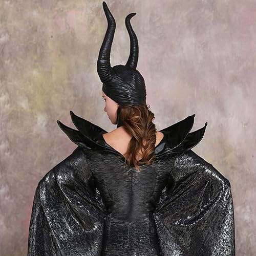 Miniatura 6 de CosplayDiy Disfraz de villano de la señora malvada para mujer vestido de bruja y reina Negro