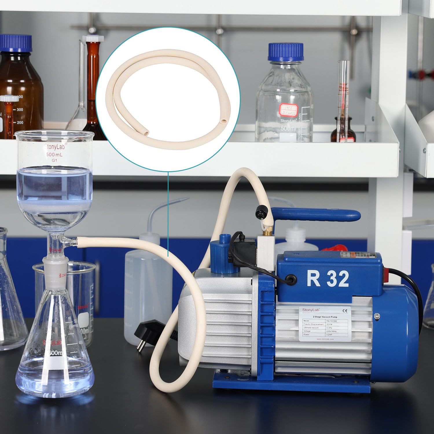 stonylab Vakuum-Gummischlauch, 12 mm Außen-Ø 8 mm Innen-Ø, Naturkautschuk-Vakuumschlauch, für Laborglaswaren - 3 m