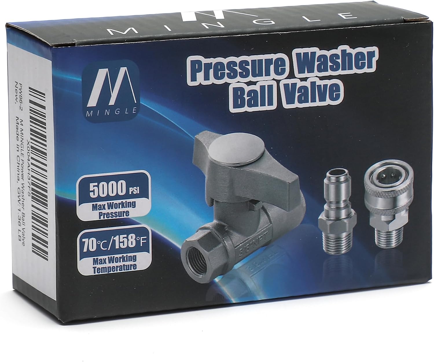 M MINGLE Ball Valve Pressure Washer, 3/8" Quick Connect Ball Valve for Power Washer Hose, 5000 PSI