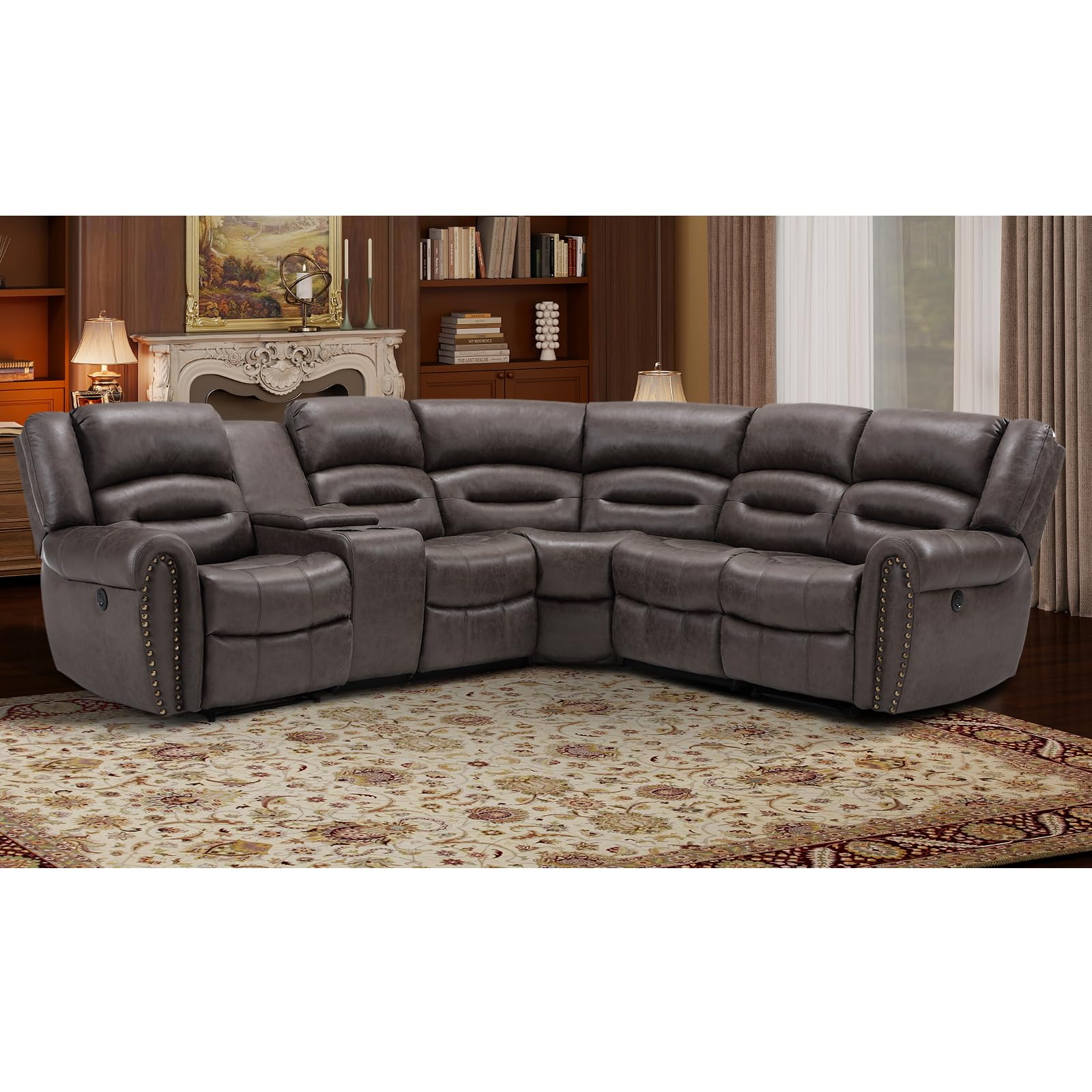 EBELLO Faux Leather L-Shaped Power Recliner Sectional