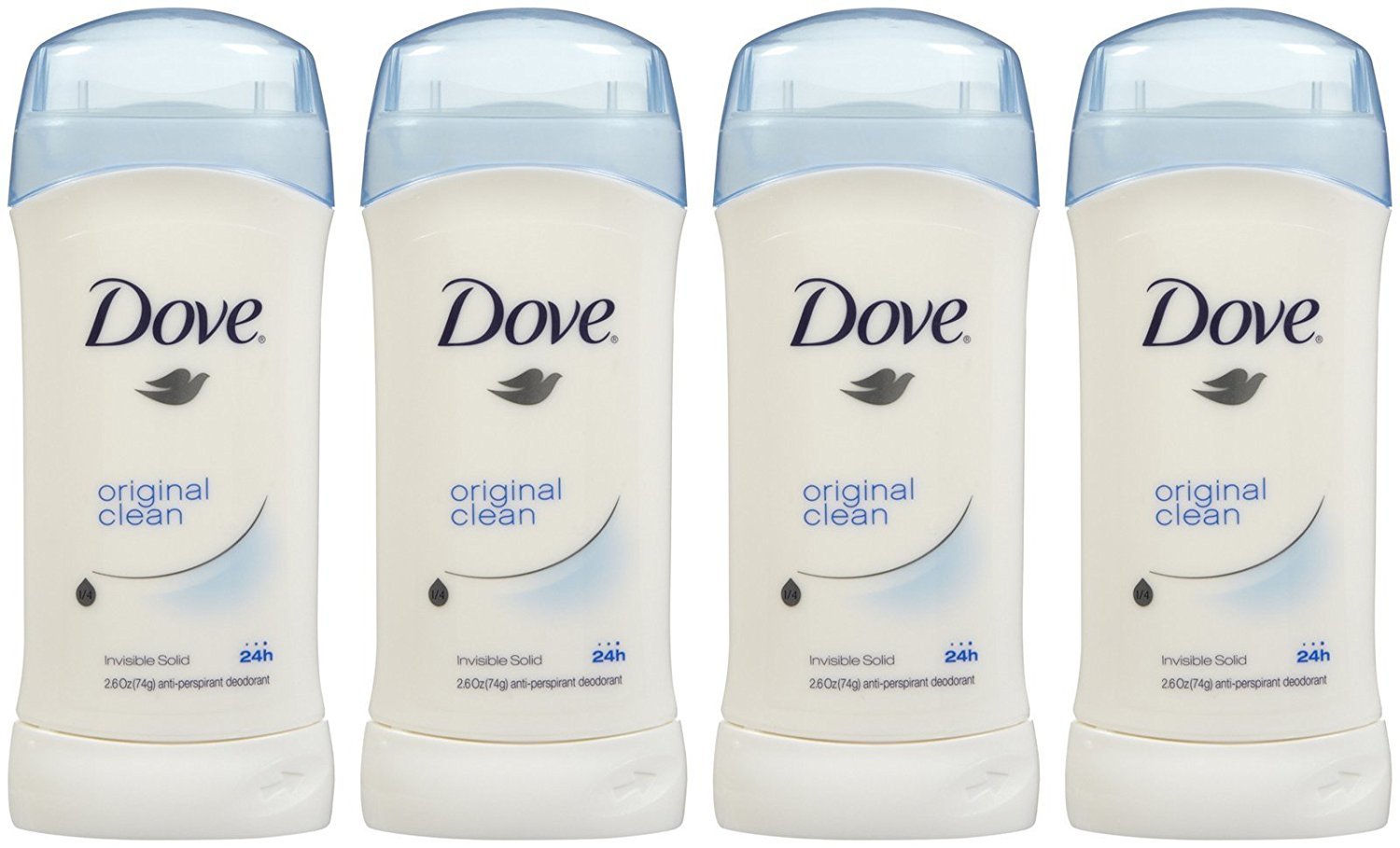 Dove Invisible Solid Deodorant, Original Clean - 2.6 oz - 4 pk