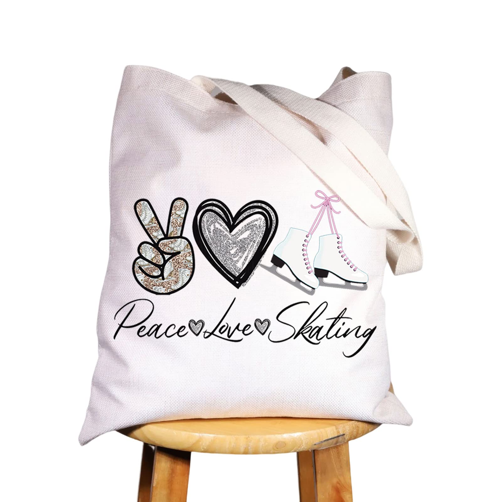 WZMPA Ice Skating Cosmetic Make Up Bag Figure Skating Inspired Gift Peace Love Skating Makeup Zipper Pouch Bag Skating Ice Merchandise (Peace Skating