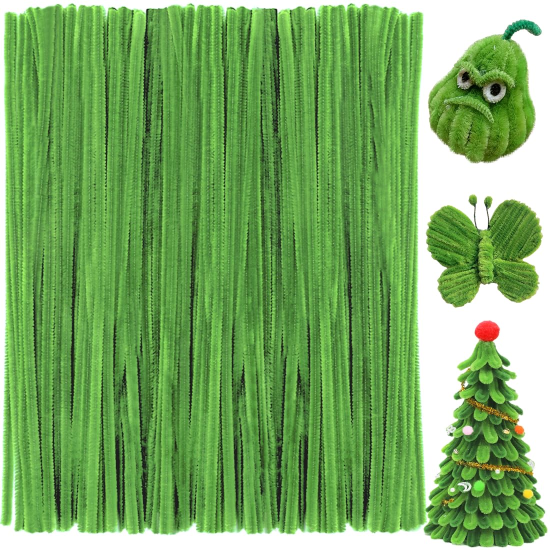 Praisebank Army Green Pipe Cleaners for Crafts (200pcs), Chenille Stems for DIY Projecets, Arts &amp; Crafts Supplies for Festival Party Decorations