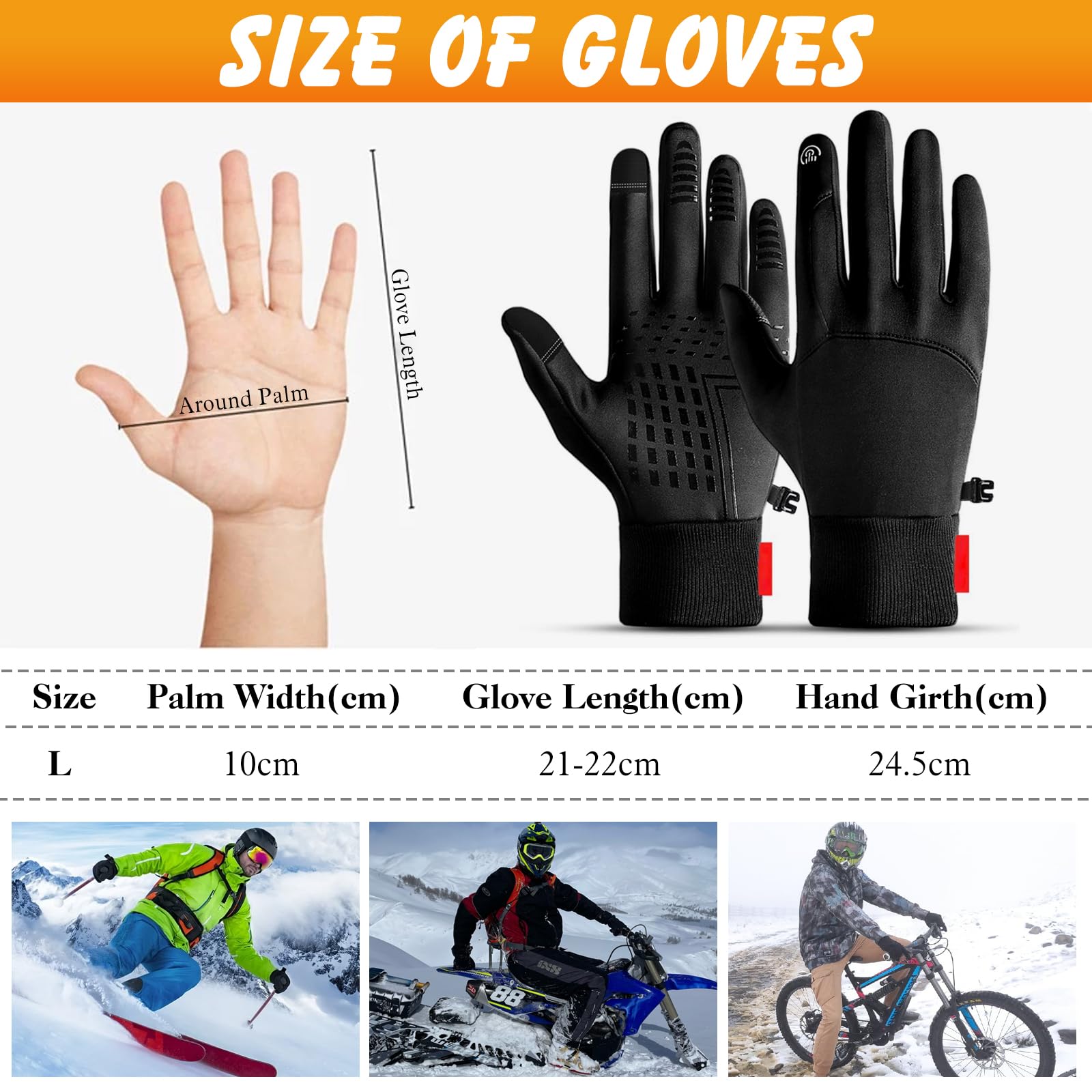 Gants De Cyclisme Hiver VAKKI - Écran Tactile, Imperméables, Antidérapants Pour Vélo, Moto, Ski, Randonnée