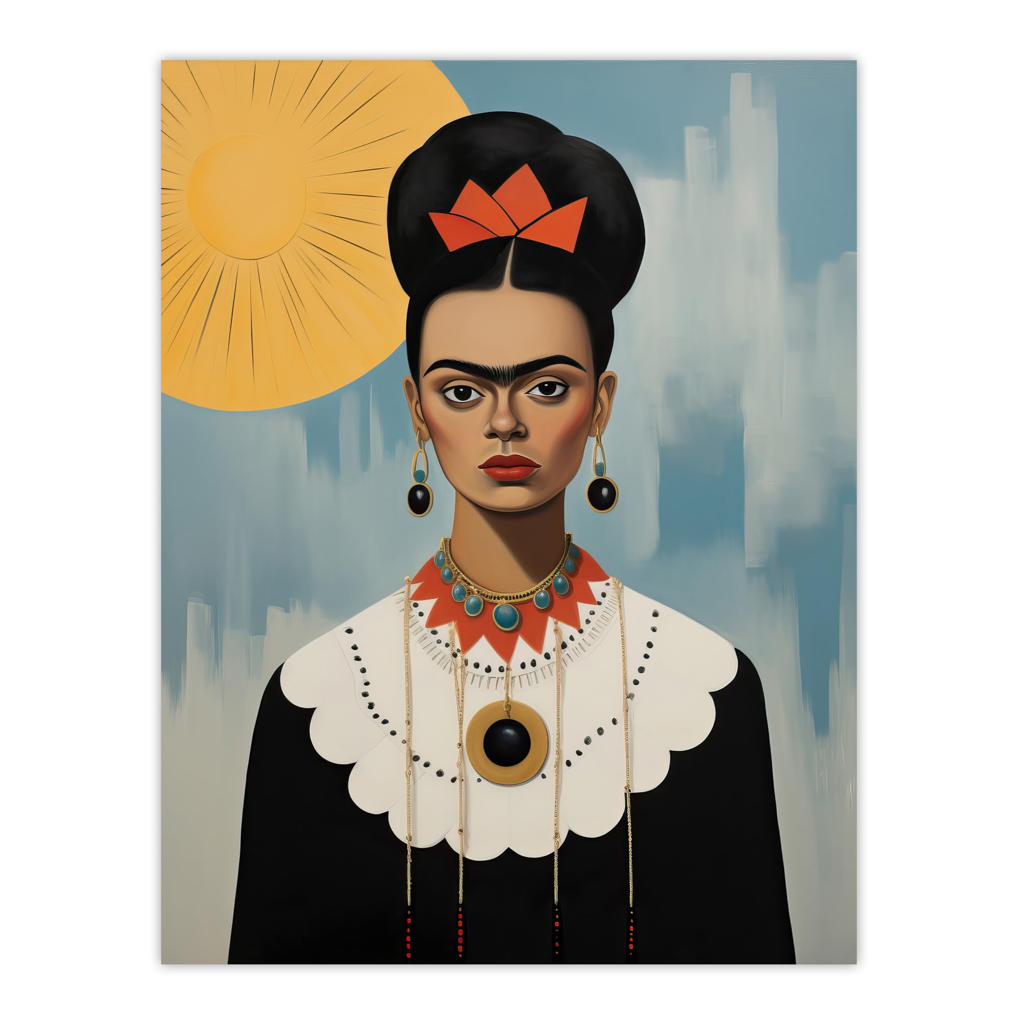 Wee Blue Coo Trendy Mexican Artist Painted Portrait Large Wall Art Poster Print Thick Paper 18X24 Inch