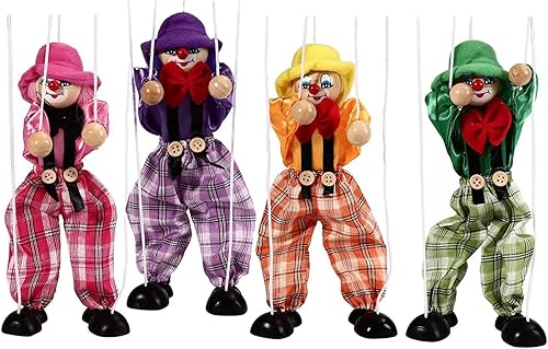 Vista 8 de Marionetas de marioneta, 2 piezas divertidas marionetas de madera para tirar de cuerda, juguetes creativos de marioneta de cuerda para cumpleaños