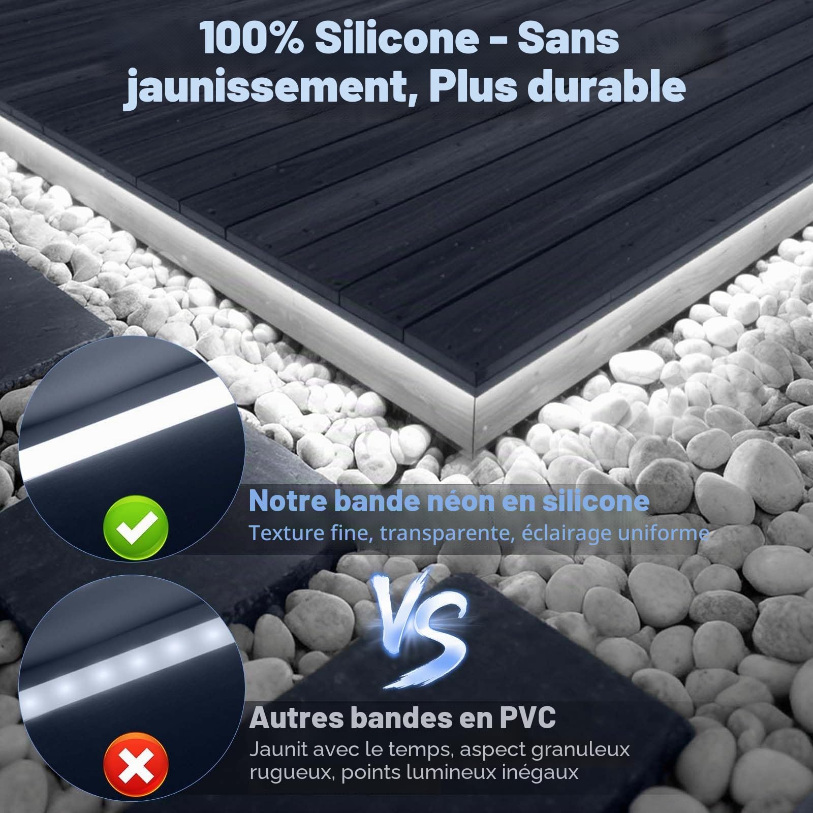 Ruban LED Néon 10M Dimmable 1200 LEDs Blanc Froid 6500K 24V | Bande Néon LED IP65 Étanche Silicone Flexible pour Cuisine Chambre Jardin Décoration Intérieure et Extérieure