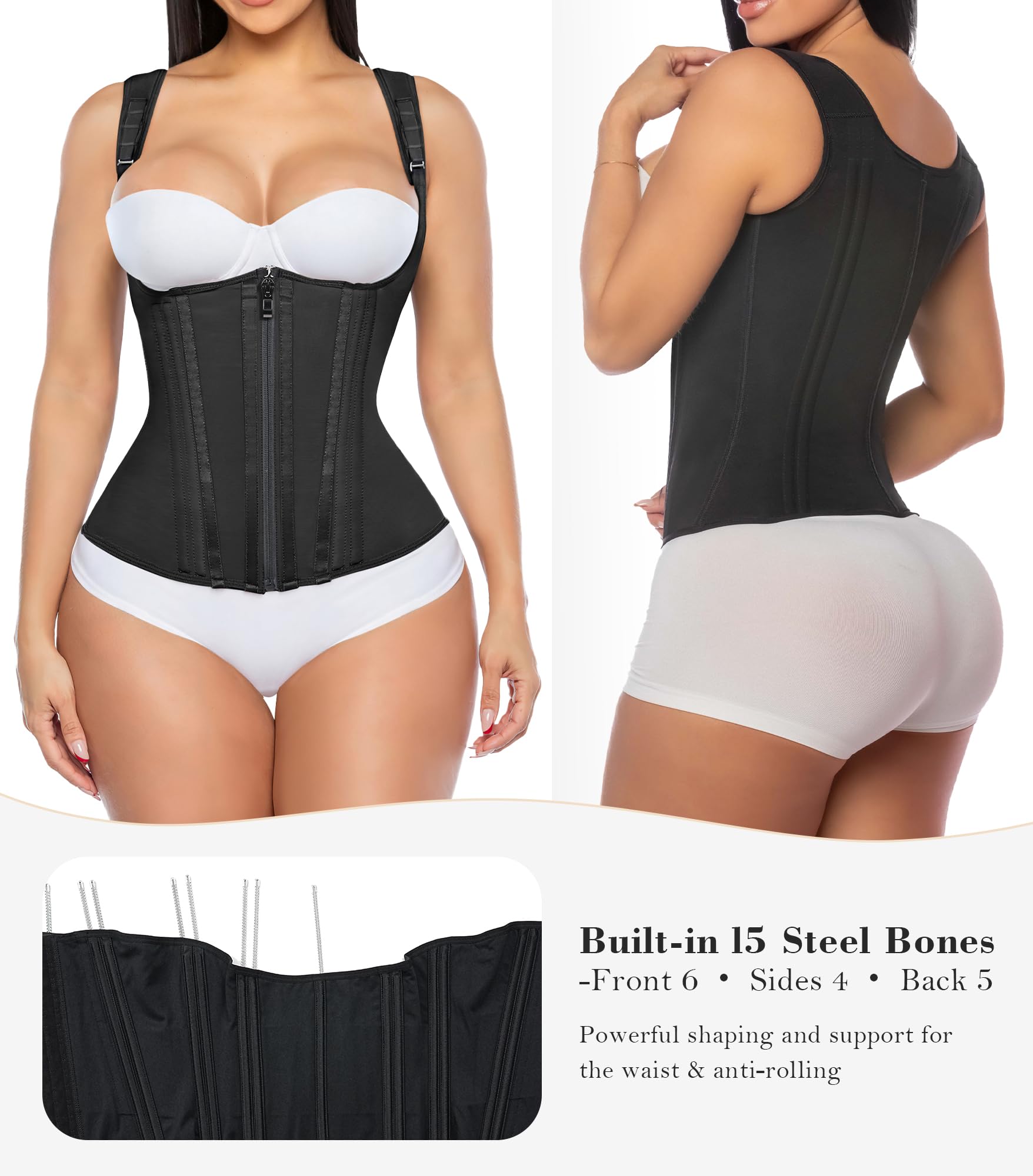 YIANNA Taillentrainer für Damen, Bauchkontrolle, Sport, Workout, Sanduhr, Weste, Taillenmieder mit verstellbarem Schultergurt
