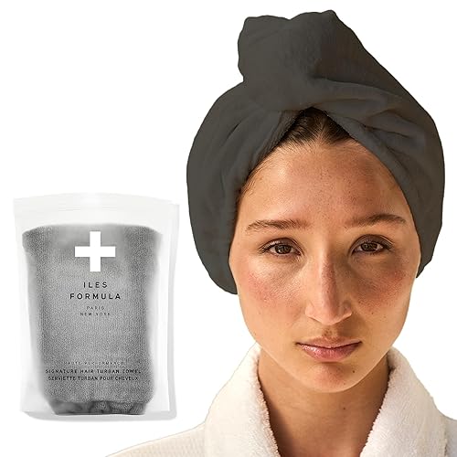 ILES FORMULA Toalla turbante para el cabello, toalla de microfibra ultrasuave para el cabello de secado rápido, control del encrespamiento y
