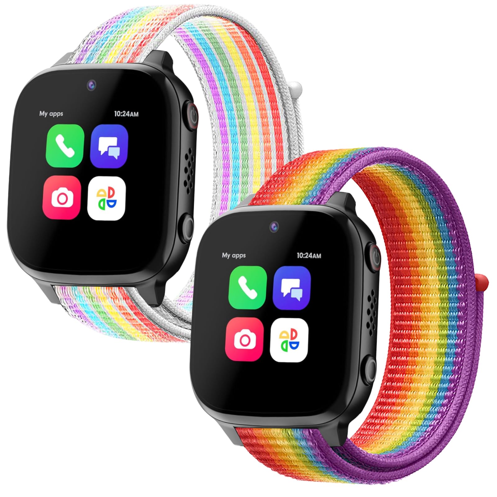 2 Pack Nylon Replacement Bands Compatible with AT&T amiGo Jr/JrTrack 2 SE Watch, Soft Breathable Adjustable Braided Sport Wristband for Kids