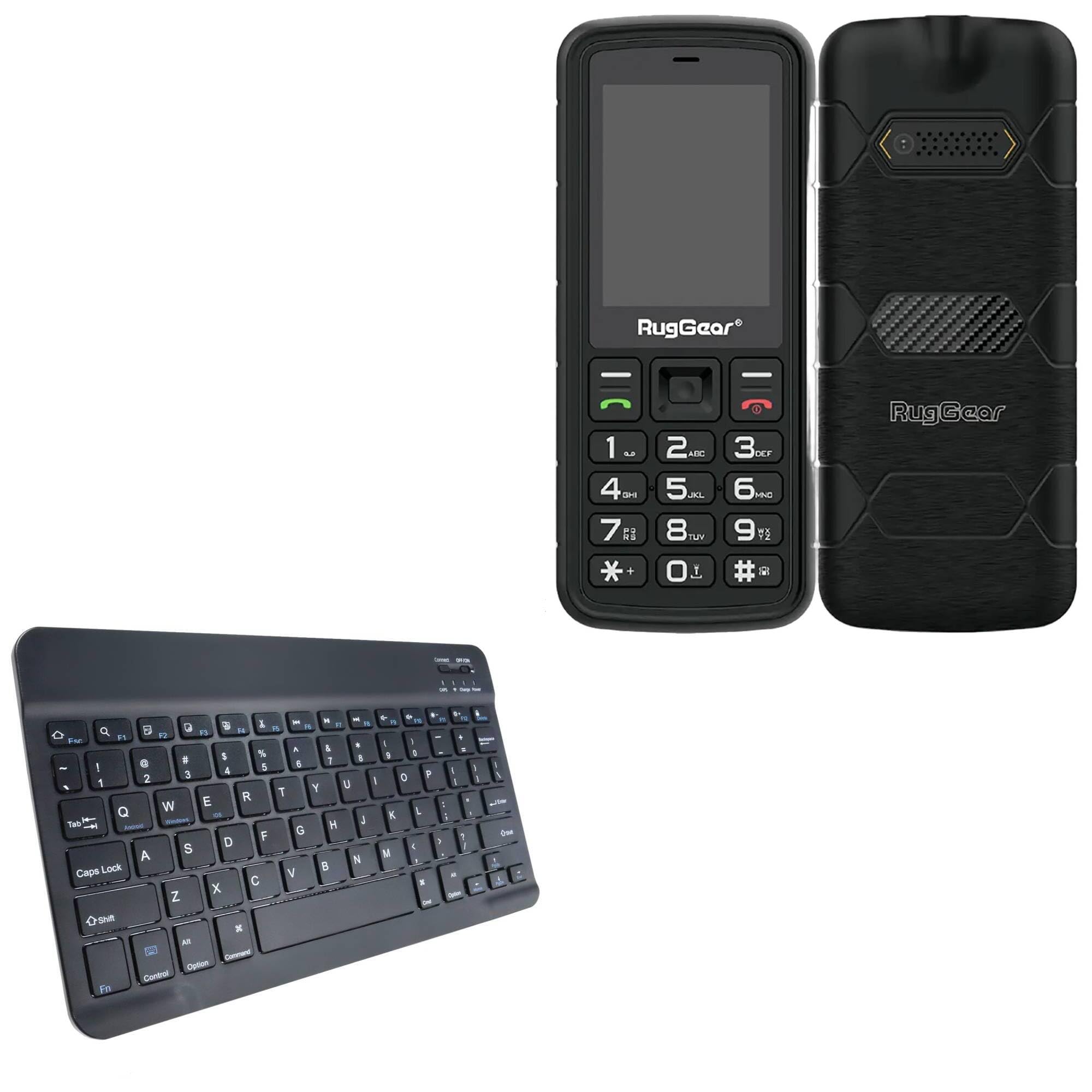 BoxWave Keyboard Compatible with RugGear RG16 - SlimKeys Bluetooth Keyboard, Portable Thin with Chiclet-Style Keys - Jet Black