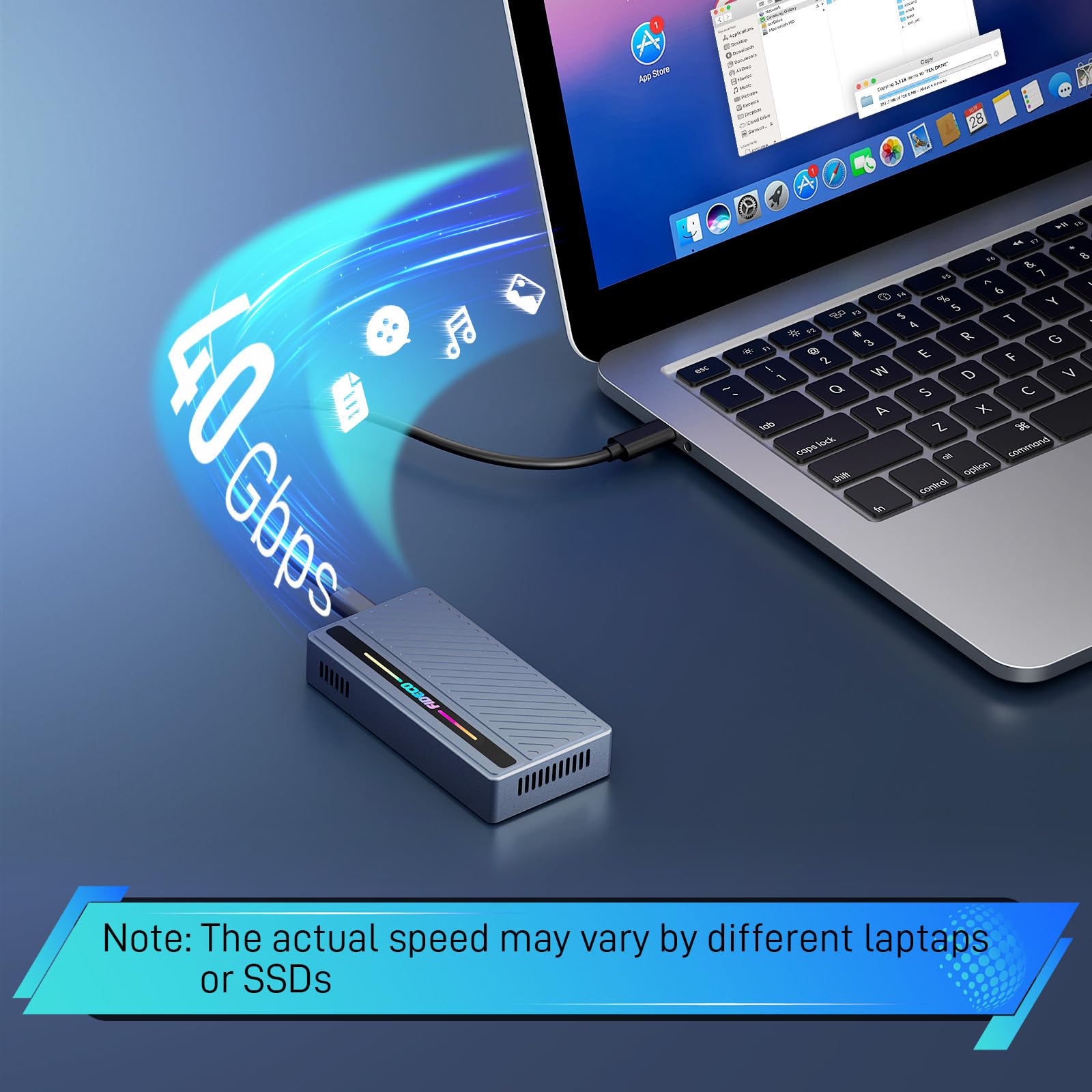 Hagibis Boîtier SSD M.2 NVMe, Boîtier SSD USB4 40 Gbit/s Avec écran LED, Câble USB4 PCIe3.0x4 En