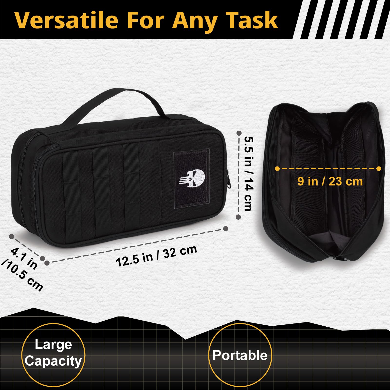 Sac à Outils Tactique pour Homme – Pochette à Large Ouverture, Résistante à l’Eau, Polyvalente avec Poignée Zippée – Boîte à Outils Compacte et Robuste pour Électriciens, Charpentiers et Bricoleurs