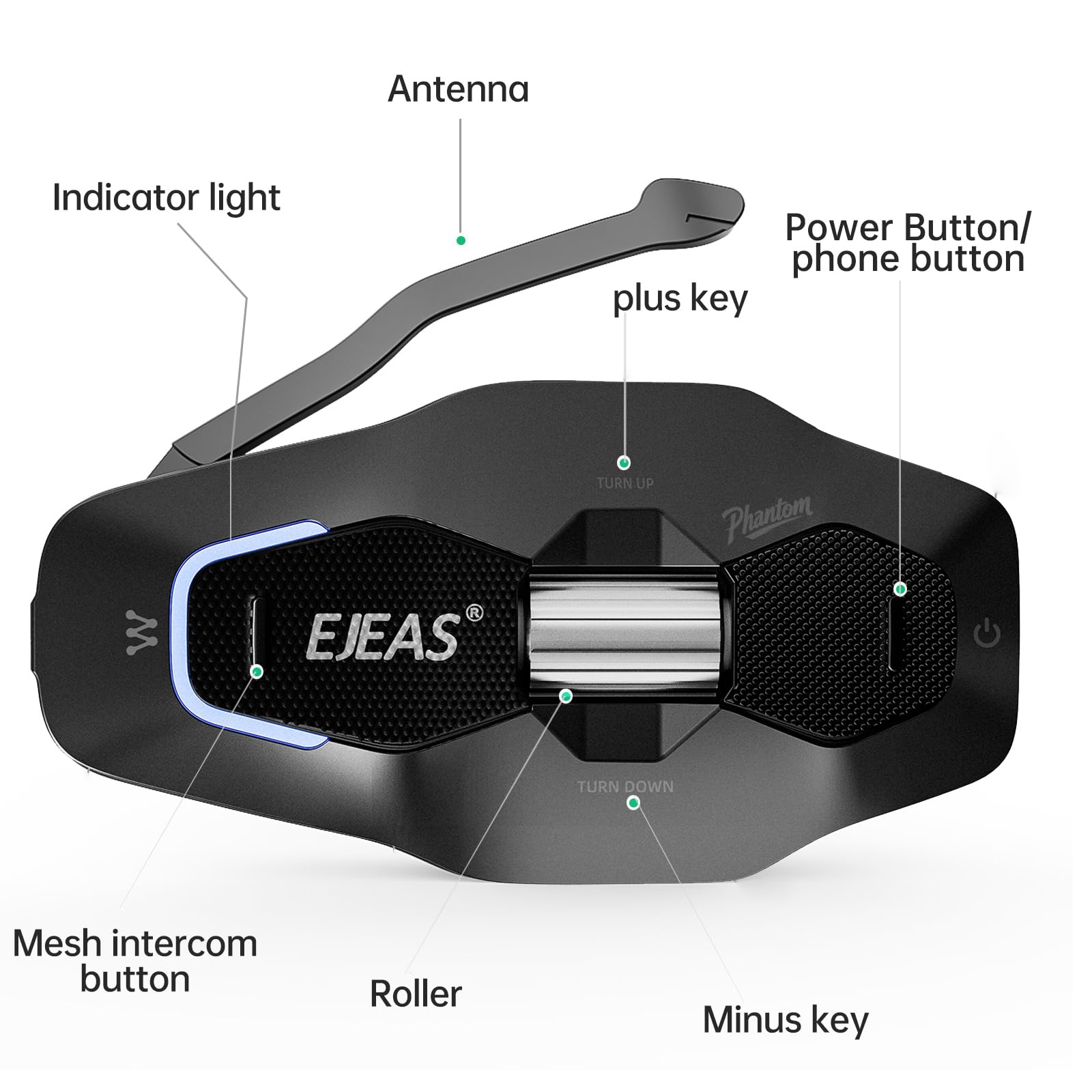 X10 Casco Moto Auricolare Bluetooth, 10 Riders Mesh 4.0 Motociclo Interfono, Sistemi di Comunicazione con Music Share, Doppia Riduzione del Rumore, Assistente Vocale, IP67, Nero