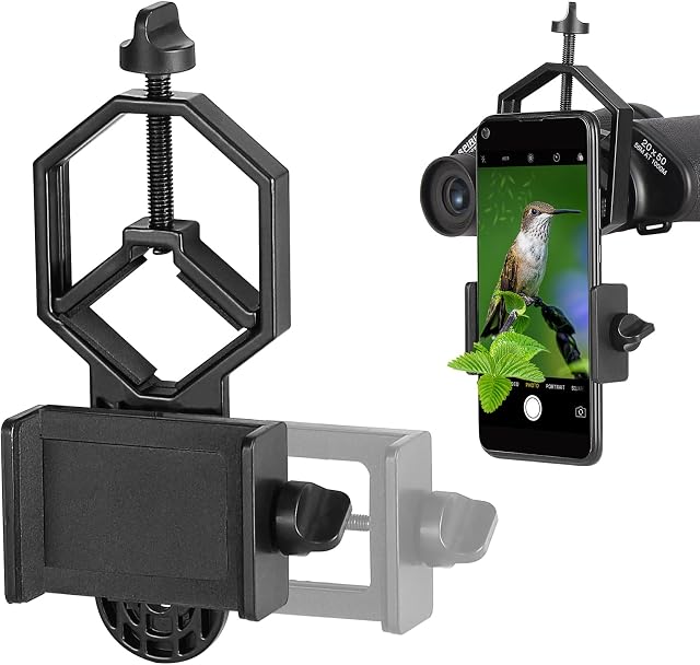 Solomark Universal Cell Phone Adapter Mount - Compatible with Binocular Monocular Spotting Scope Telescope and Microscope - For Smartphone -Telescope Tccessories- Record the Nature of the World