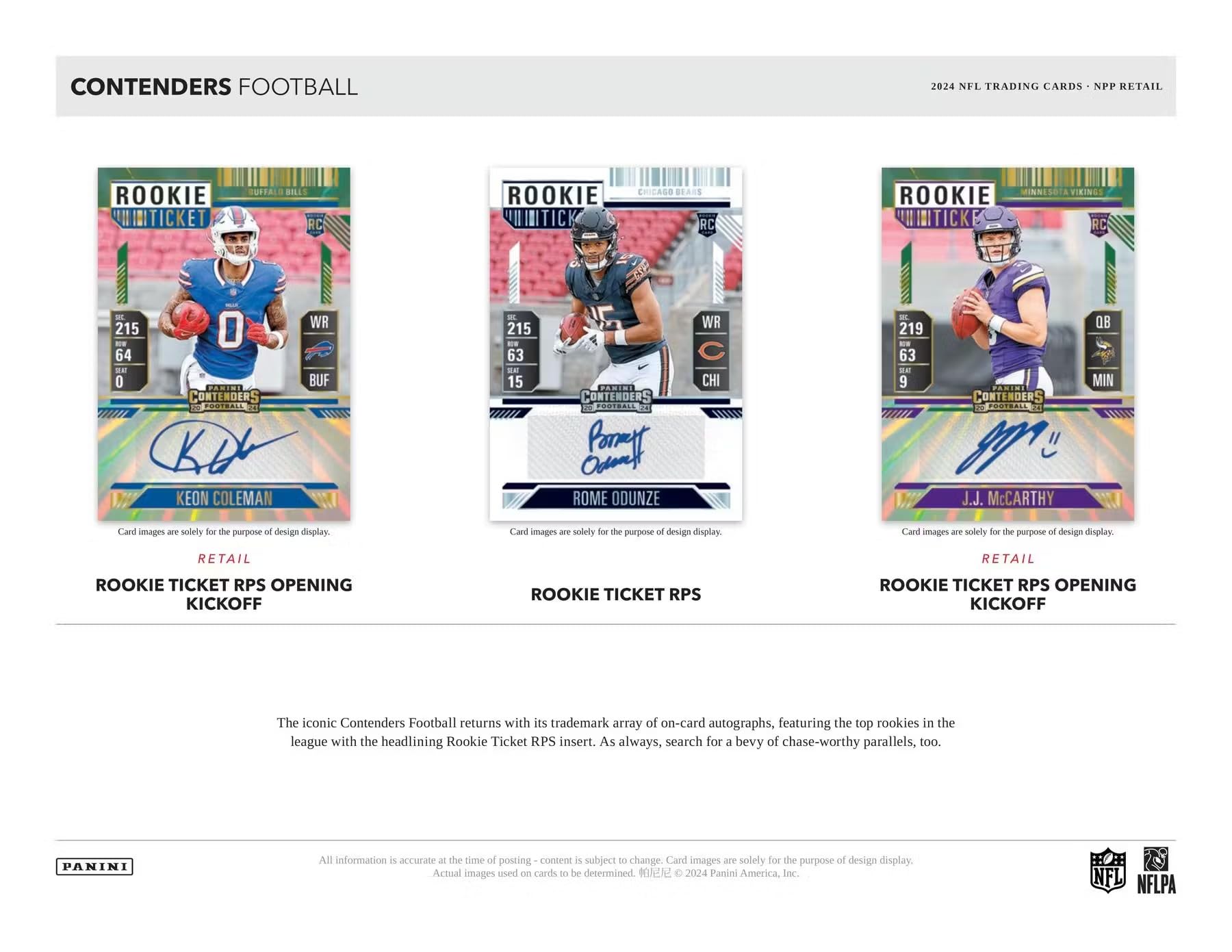 Panini Contenders 2024-25 - Caja de fútbol Americano de la NFL, Tarjetas coleccionables Oficiales, Incluye Paralelos exclusivos de Blaster, boletos e Insertos para novatos, Caja sellada al por Menor