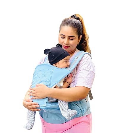 POLKA TOTS 6 in 1 Baby Carrier with Detachable Hip Seat,Convertible Cushioned Toddlers Carry Bag with Strong Back & Lumbar Support,Adjustable Soft Kangaroo Waistbelt for 3 to 36 Months (Shell Blue)