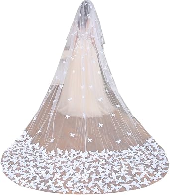 Amazon.com: Newdeve - Velos de boda con diseño de mariposa (2 niveles, con  peine) : Ropa, Zapatos y Joyería