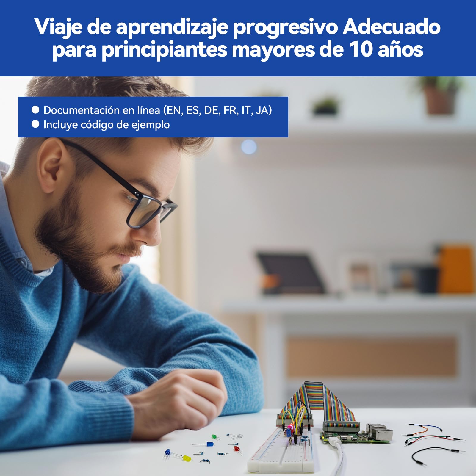 SunFounder Raspberry Pi Starter Kit para Raspberry Pi 4B 3 B + 400, tutoriales en línea de 537 páginas, código Python C Java Scratch, 300 artículos, 65 proyectos para Principiantes de