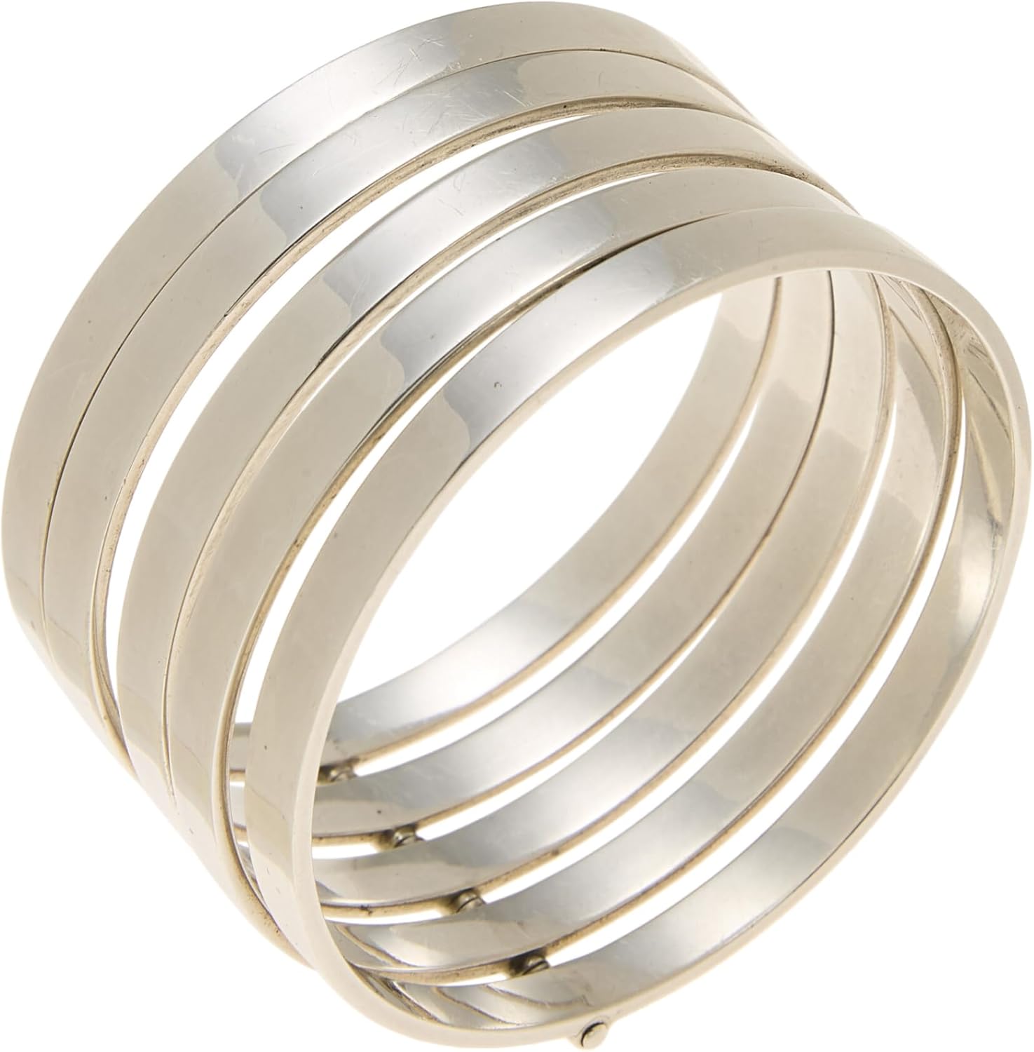 Pre-loved Sterling Silver Enamel Hinged Bangle, Silver - Image 1 of 2