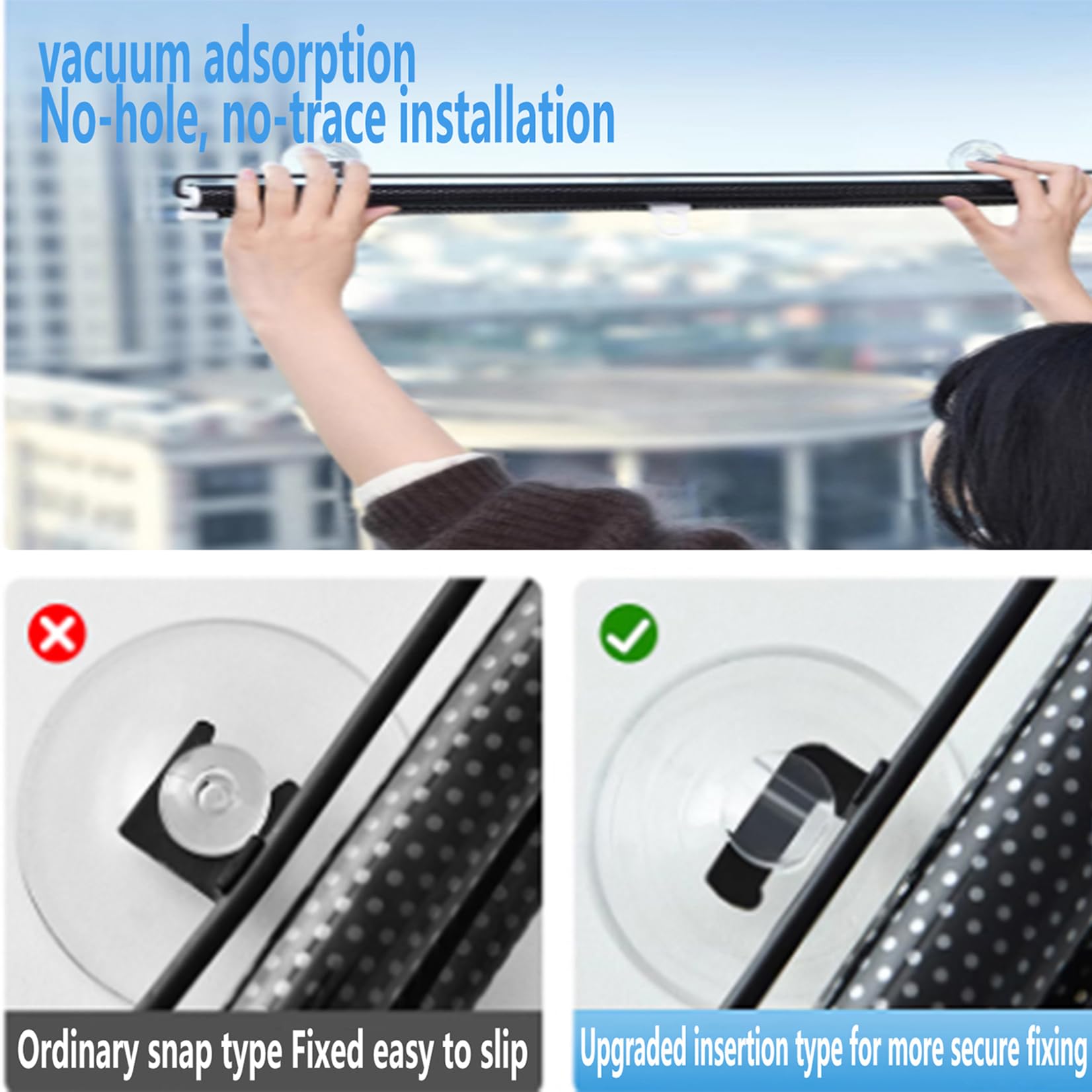 80x200cm Schwarz Verdunkelungsrollo Mit Saugnäpfen Temporäre Sonnenschutzrollos Saugnapfes Rollo Fensterrollo Ohne Bohren Lichtdurchlässig Isolierung Jalousien fü Wohnzimmer/Büro/Badezimmer/Auto