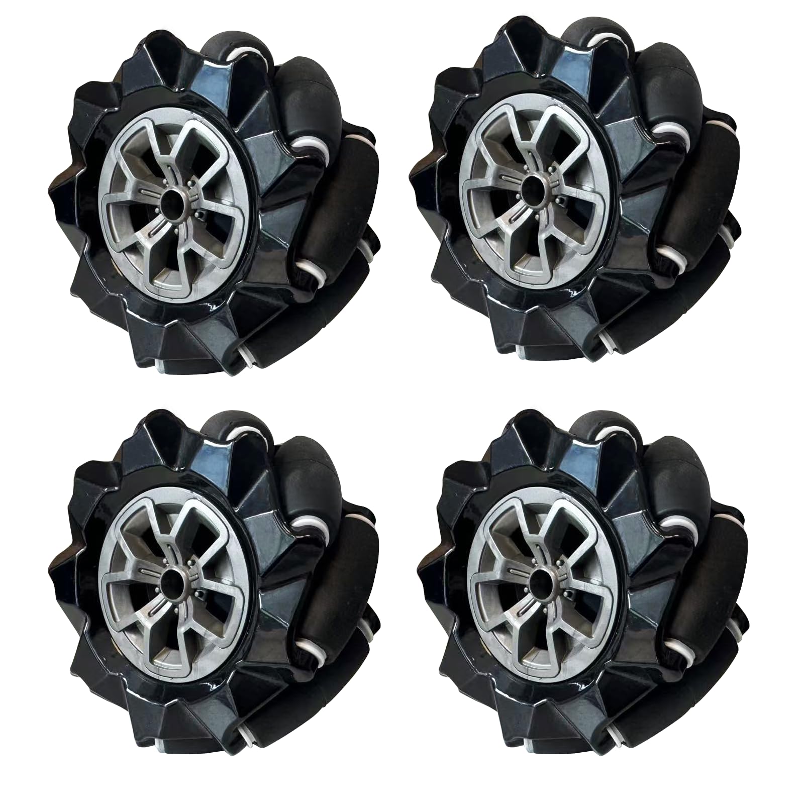 Mecanum Wheels Allrad-Räder omnidirektionale Räder mit Metallkupplung kompatibel mit Arduino Raspberry Pi Microbit AGV-Roboter DIY-Kit 80mm