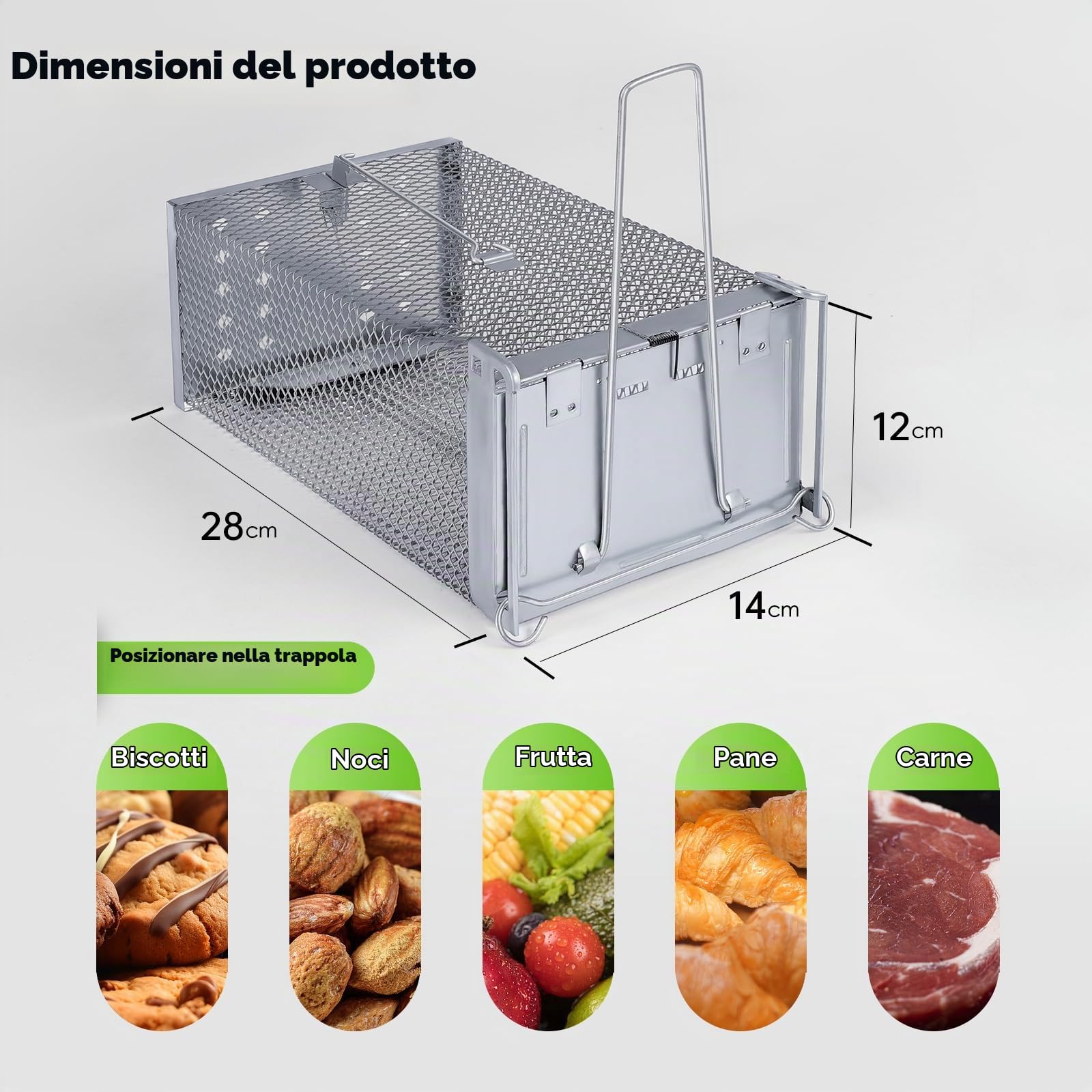Trappola per topi vivi,Trappola per topi Premium XXL Trappola per cibo per topi altamente sensibile,Trappola adatta agli animali e riutilizzabile,Adatta per Magazzino da giardino (Conf da 2)
