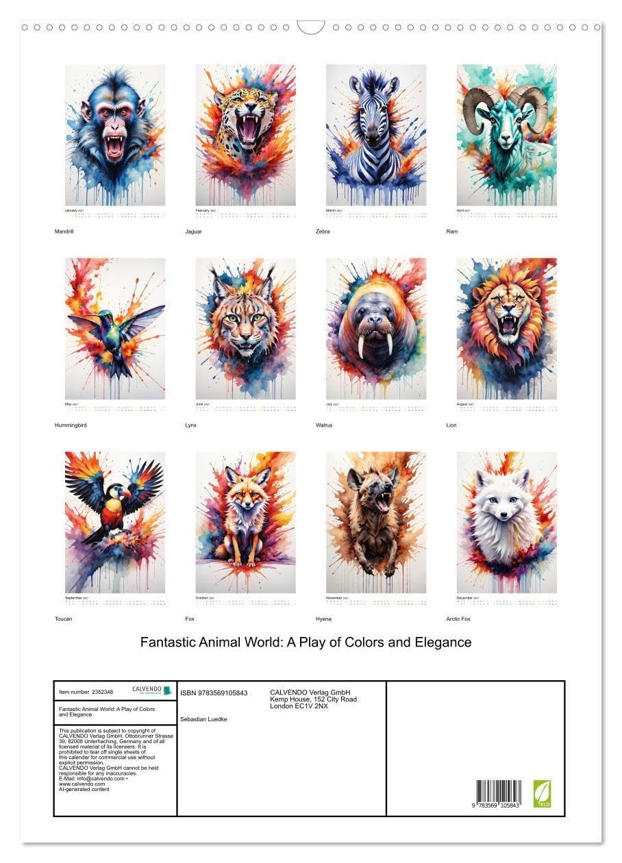 Fantastic Animal World: A Play of Colors and Elegance (Wall Calendar 2027 DIN A2 portrait), CALVENDO 12 Month Wall Calendar: Immerse yourself in the ... brings the diversity of nature to life.