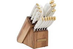 Sabatier Forged Knife Block Set: A Culinary Masterpiece in White and Gold