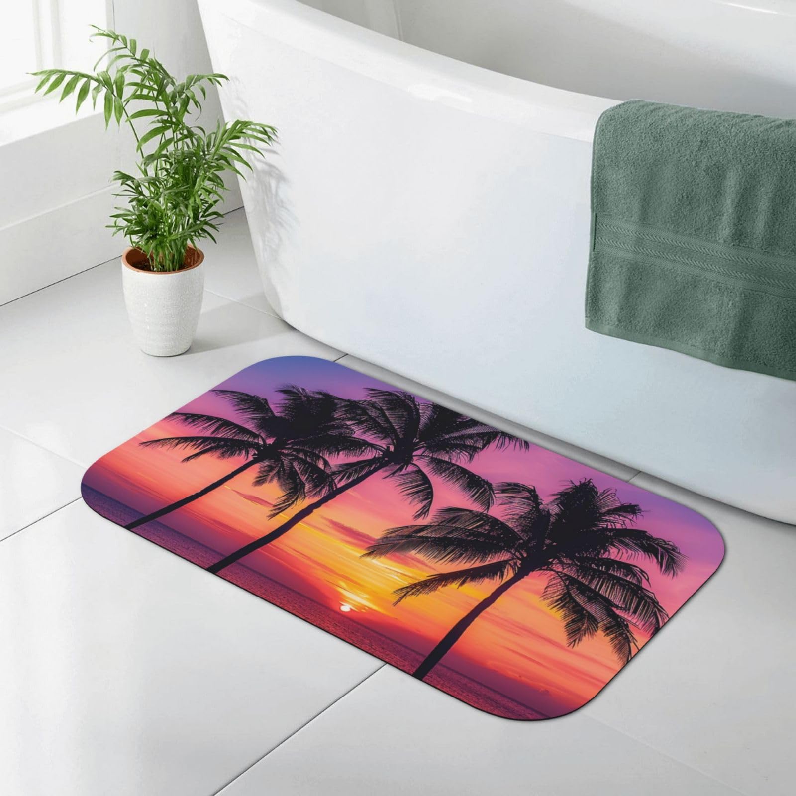 Tapis de salle de bain palmiers pour ambiance de vacances tropicales