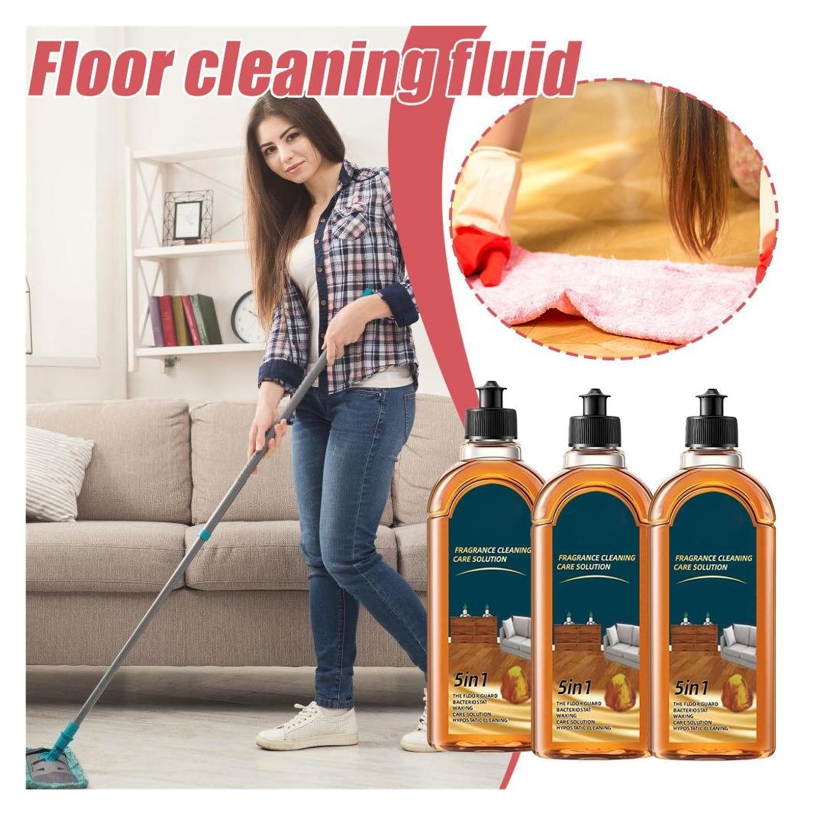 Detergente liquido for pavimenti potente da 500 ml, for piastrelle, WC, lucidante, profumato, con soluzione detergente for pavimenti freschi e di lunga durata.(3pcs)