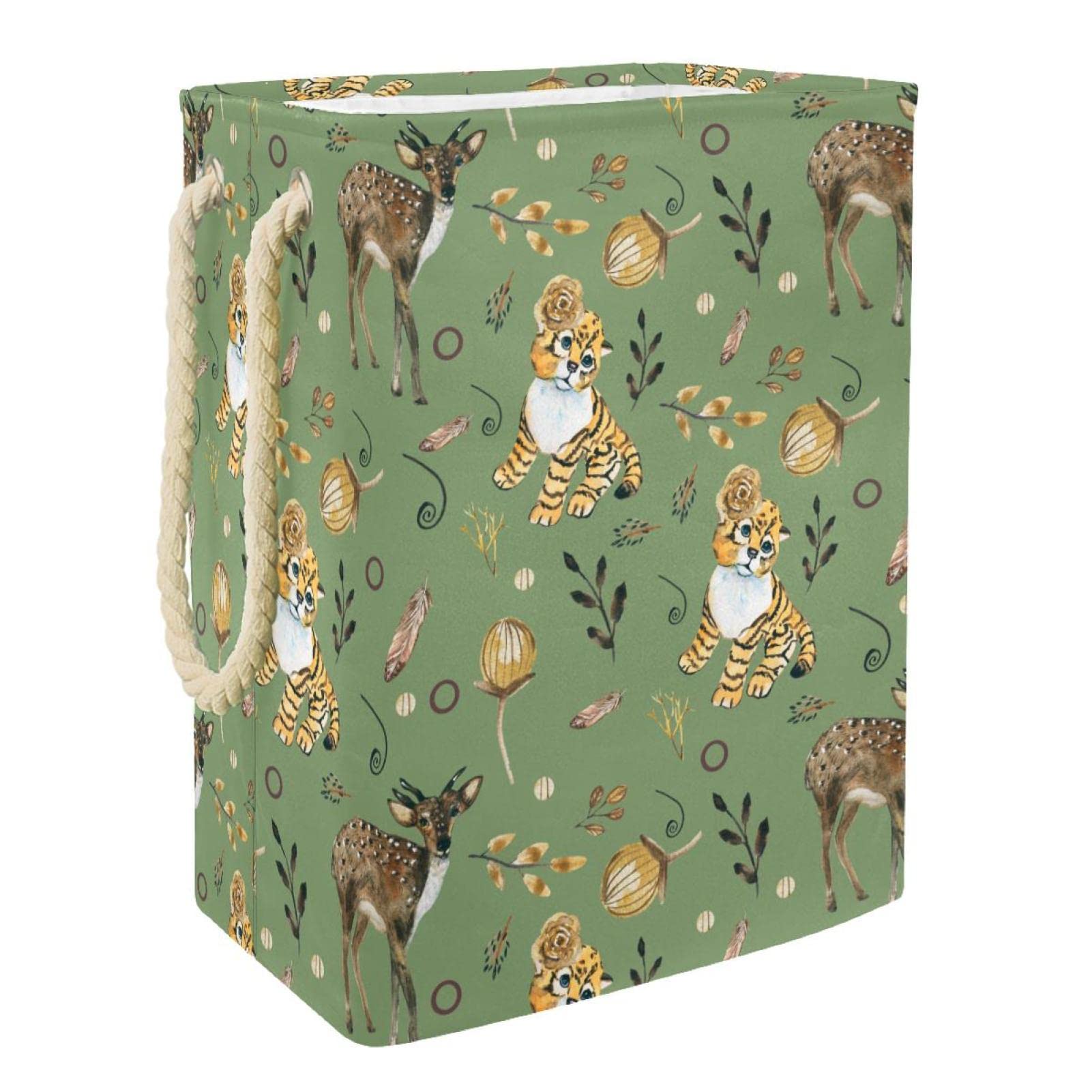 Panier à linge vert avec poignée durable pour le rangement de la chambre